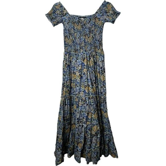 Heartloom Revolve Mina Dress Indigo Size XS Blue Off Shoulder Smocked Tiered - Picture 4 of 13